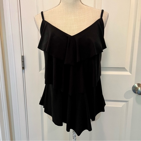 NEW AQUA GREEN TIERED RUFFLE SWIM TOP - Picture 2 of 13